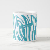 Monogram Turquoise Striped Zebra Muster Trendy Jumbo-Tasse (Vorderseite)