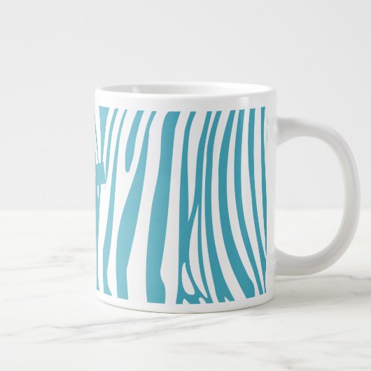 Monogram Turquoise Striped Zebra Muster Trendy Jumbo-Tasse (Rechts)