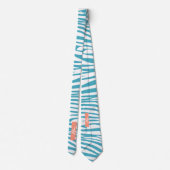 Monogram Turquoise Striped Zebra Muster Trendy Krawatte (Rückseite)