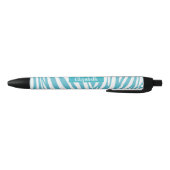 Monogram Turquoise Striped Zebra Muster Trendy Kugelschreiber (Unterseite)