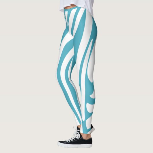 Monogram Turquoise Striped Zebra Muster Trendy Leggings (Links)