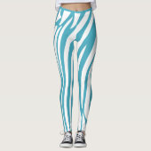 Monogram Turquoise Striped Zebra Muster Trendy Leggings (Vorderseite)