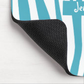 Monogram Turquoise Striped Zebra Muster Trendy Mousepad (Ecke)