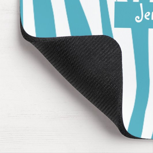 Monogram Turquoise Striped Zebra Muster Trendy Mousepad (Ecke)