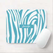 Monogram Turquoise Striped Zebra Muster Trendy Mousepad (Mit Mouse)
