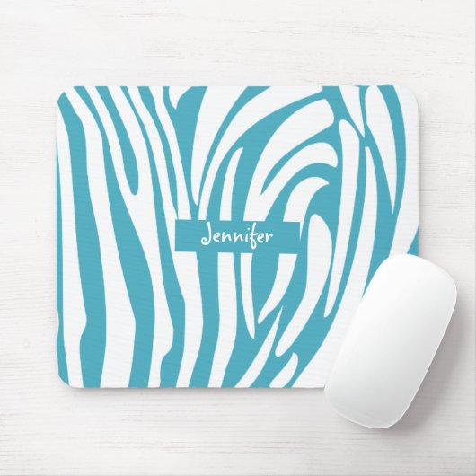 Monogram Turquoise Striped Zebra Muster Trendy Mousepad (Mit Mouse)