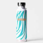 Monogram Turquoise Striped Zebra Muster Trendy Trinkflasche (Links)