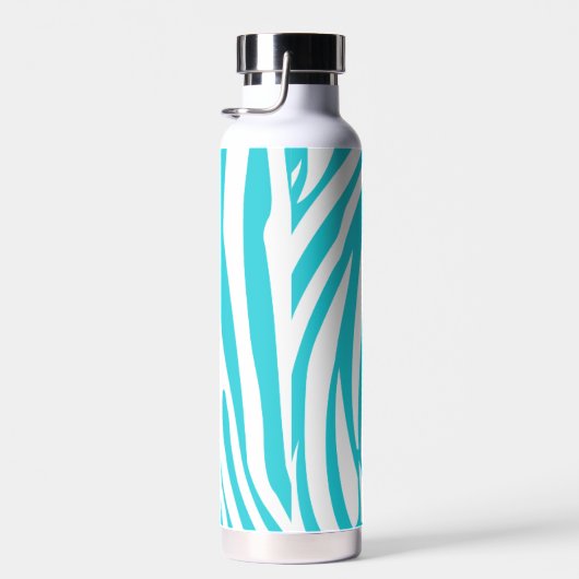 Monogram Turquoise Striped Zebra Muster Trendy Trinkflasche (Rechts)