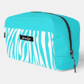 Monogram Turquoise Striped Zebra Muster Trendy Waschbeutel (Rechte Ecke)