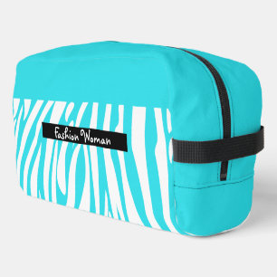 Monogram Turquoise Striped Zebra Muster Trendy Waschbeutel