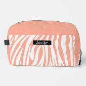 Monogram Turquoise Striped Zebra Muster Trendy Waschbeutel (Vorderseite)
