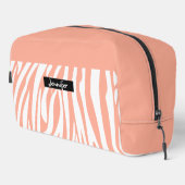 Monogram Turquoise Striped Zebra Muster Trendy Waschbeutel (Rechte Ecke)