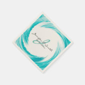 Monogram Turquoise Swirl Abstrakt Art Serviette (Ecke)