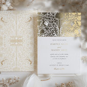 Monogram Twin Birds Viktorianisch Wedding Folieneinladung