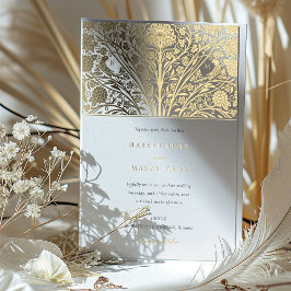 Monogram Twin Birds Viktorianisch Wedding Folieneinladung