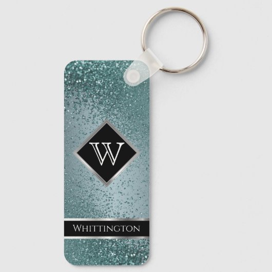 Monogram Twinkle Glitzer - Aquamarin Schlüsselanhänger (Rückseite)