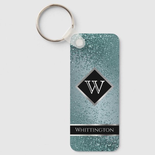 Monogram Twinkle Glitzer - Aquamarin Schlüsselanhänger (Vorderseite)