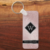 Monogram Twinkle Glitzer - Rose Gold Schlüsselanhänger (Vorderseite)