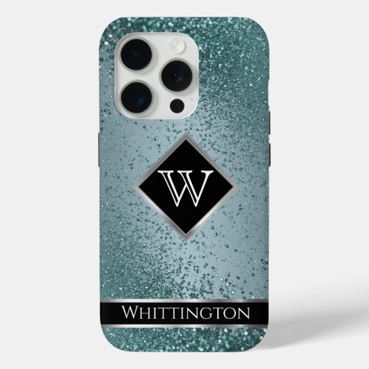 Monogram Twinkle Ombre - Aquamarin Case-Mate iPhone Hülle (Rückseite)