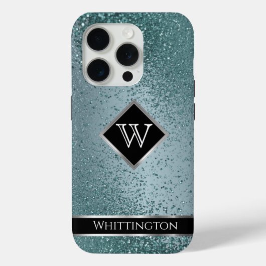 Monogram Twinkle Ombre - Aquamarin Case-Mate iPhone Hülle (Rückseite)