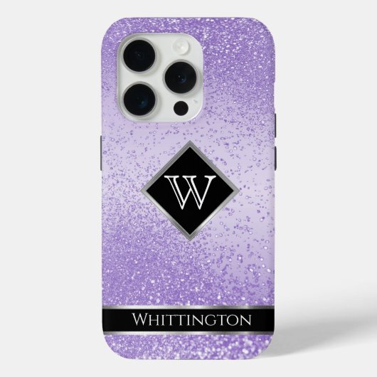 Monogram Twinkle Ombre - Lila Case-Mate iPhone Hülle (Rückseite)