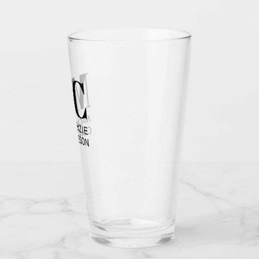 Monogram Two Initial Name Personalisiert Beer Glas (Links)