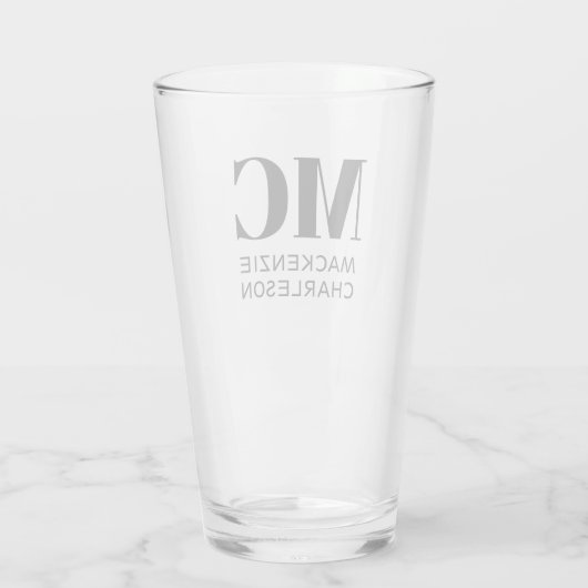 Monogram Two Initial Name Personalisiert Glas (Rückseite)