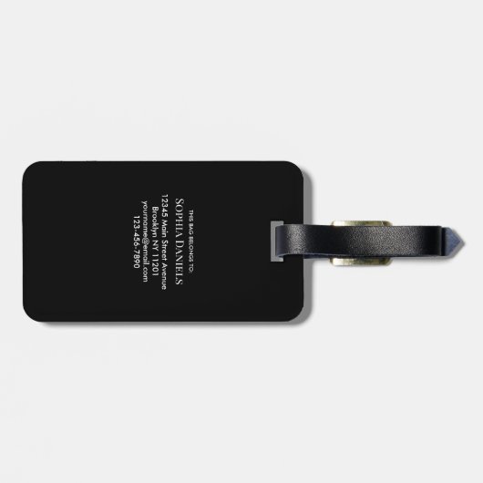 Monogram Two Initial Retro Elegant Schwarz-weiß Gepäckanhänger (Rückseite horizontal)