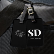 Monogram Two Initial Retro Elegant Schwarz-weiß