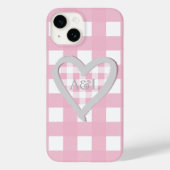 Monogram Two Initials Pink Buffalo Karo Herz Case-Mate iPhone Hülle (Rückseite)