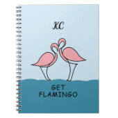 Monogram Two Pink Flamingos on Water Zitat Notizblock (Vorderseite)