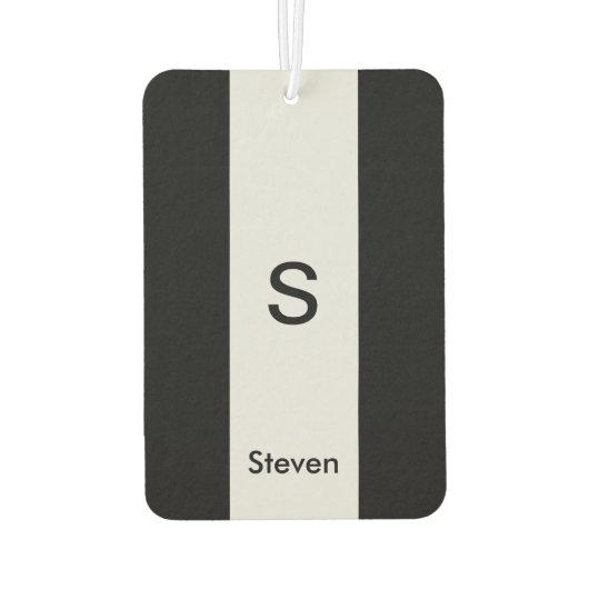 Monogram Two Tone Modern Black and Light Gray Autolufterfrischer (Rückseite)