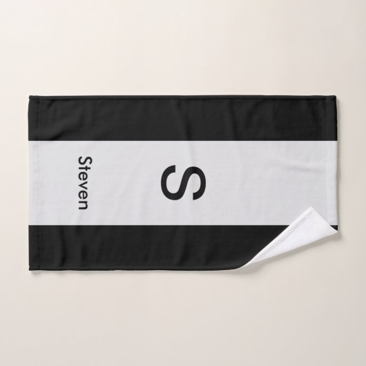 Monogram Two Tone Modern Black and Light Gray Badhandtuch Set (Handtuch)