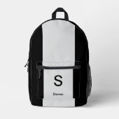 Monogram Two Tone Modern Black and Light Gray Bedruckter Rucksack (Vorderseite)