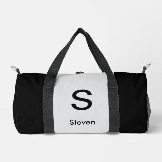 Monogram Two Tone Modern Black and Light Gray Duffle Bag (Vorderseite)