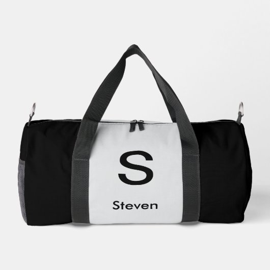 Monogram Two Tone Modern Black and Light Gray Duffle Bag (Rückseite)