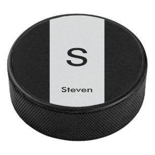 Monogram Two Tone Modern Black and Light Gray Eishockey Puck