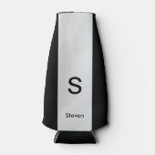 Monogram Two Tone Modern Black and Light Gray Flaschenkühler (Vorderseite)