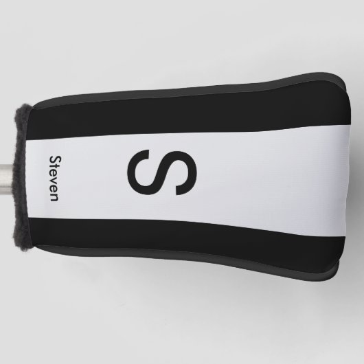 Monogram Two Tone Modern Black and Light Gray Golf Headcover (Vorderseite)
