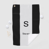 Monogram Two Tone Modern Black and Light Gray Golfhandtuch (Insitu)