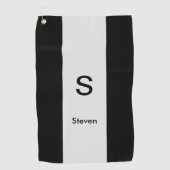 Monogram Two Tone Modern Black and Light Gray Golfhandtuch (Vorderseite)