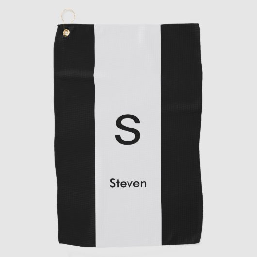 Monogram Two Tone Modern Black and Light Gray Golfhandtuch (Vorderseite)