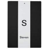 Monogram Two Tone Modern Black and Light Gray Klemmbrett (Rückseite)