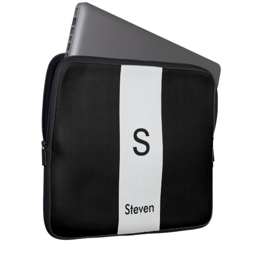 Monogram Two Tone Modern Black and Light Gray Laptopschutzhülle (Vorne Rechts)