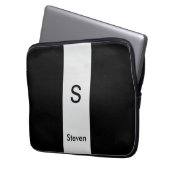 Monogram Two Tone Modern Black and Light Gray Laptopschutzhülle (Vorderseite Links)