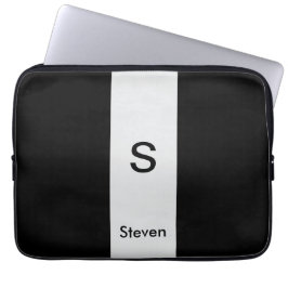 Monogram Two Tone Modern Black and Light Gray Laptopschutzhülle