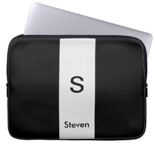 Monogram Two Tone Modern Black and Light Gray Laptopschutzhülle