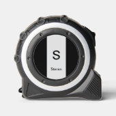 Monogram Two Tone Modern Black and Light Gray Maßband (Vorderseite)