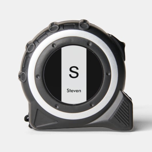 Monogram Two Tone Modern Black and Light Gray Maßband (Vorderseite)