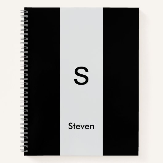 Monogram Two Tone Modern Black and Light Gray Notizblock (Vorderseite)